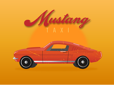 Red mustang in retro style