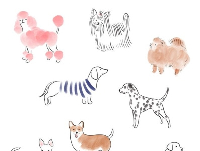 Dog Illustration childrens illustration dog illustration ink simple surface pattern design watercolor