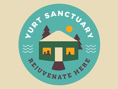 Yurt Sanctuary Logo Design and Branding brand branding camp circle clean graphic design identity illustrated logo retreat seal teal vacation rental yurt