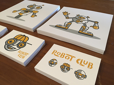 Robot Club Prints design illustration lettering robots screenprinting vector