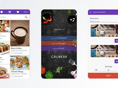 Gruberr - Food Recipe App design mobile app ui ux