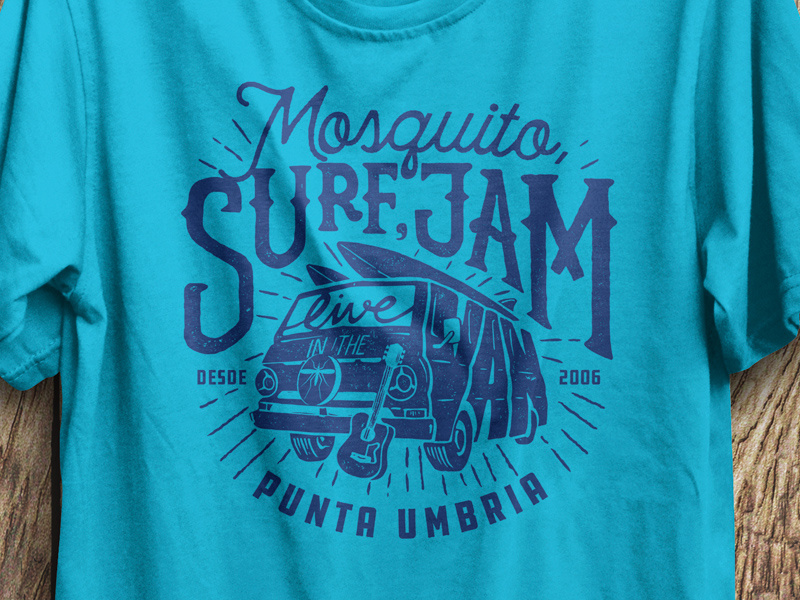 Surf, Jam, Live in the Van. guitar spain beach music jam van surf mosquito t shirt tee