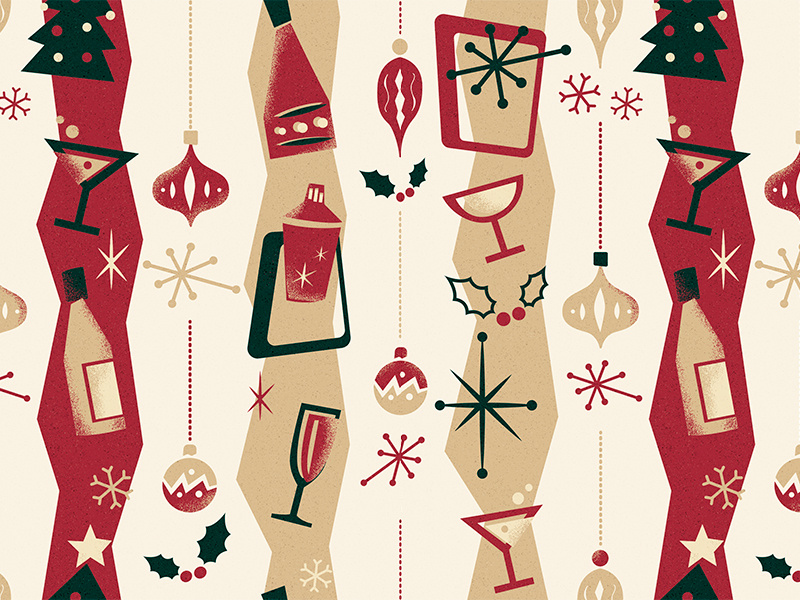 Cahoots - Christmas Pattern '17 vintage retro pattern pastels martini drinks cocktail cahoots 50s