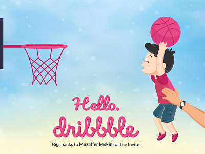 Dribbble Debut Shot ball basketball creative debut dribbble first hello invitation kid shot typography win