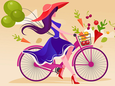 Shopping app apple character design city cycling design digital flat girl graphic illustration ios iphone nature person simple vector