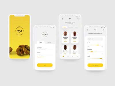 Greater Coffee App - iOS app design ios ios app ios app design ios7 ui yellow