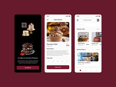 Bakery and Cake Mobile App Design android app app design bakery and cake bakery shop cake delivery app cake shop cake shop app food app ios app design mobile app design ui ux design