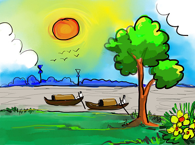 Village of Bangladesh animator masud karim design digital painting painting