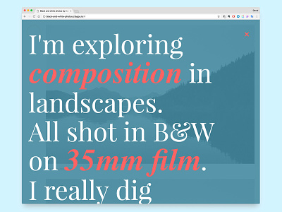 Big type overlay big type contrast modal window serif typography