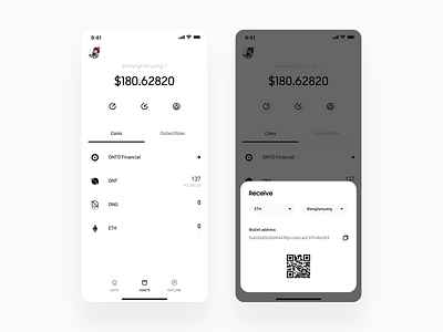 Crypto Wallet Assets Page app bitcoin blockchain btc crypto minimal minimalist ui ux wallet