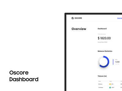 OScore Platform Overview / Dashboard bitcoin blockchain btc crypto dashboard design logo minimal minimalist overview ui