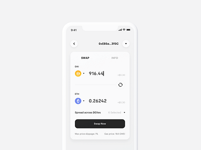 Crypto DeFi SWAP app bitcoin blockchain btc crypto defi exchange minimal minimalist swap ui ux wallet