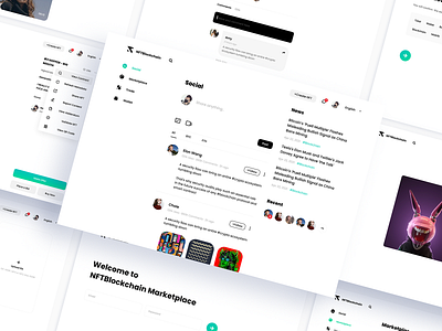 NFTBlockchain - NFT Social / Marketplace Platform art bitcoin blockchain btc crypto landingpage marketplace minimal minimalist nft platform social ui web website