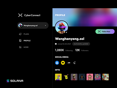 CyberConnect V2.0 - Profile Page for SOLANA