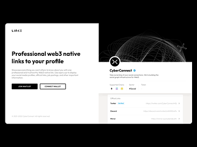 LINK3 | Web3 Personal & Organization Profile Platform bitcoin blockchain btc crypto design homepage index landing page minimal minimalist nft profile site social ui web web3