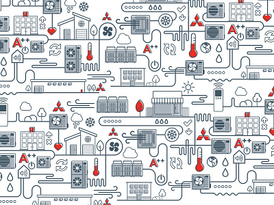 Mitsubishi Electric aircon cooling electric green iconography illustration mitsubishi
