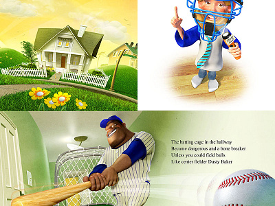 Children's Book 3d ball baseball bat catcher childrens book modo player