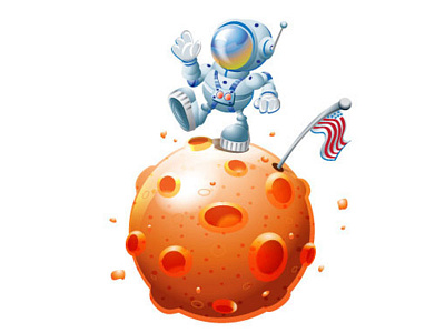 Moon Walker 2d ai astronaut cartoon moon vector