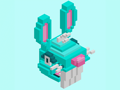 Pixel Bunny 3d bunny cubes ears pixel teeth turntable