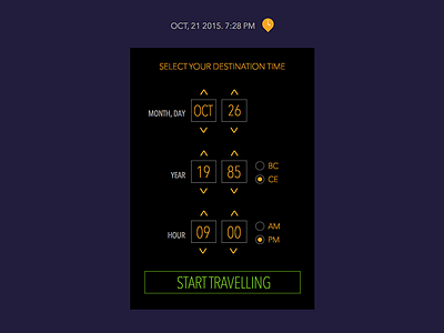 Back To The Future screen interface to travel in time back to the future sketch ui ux