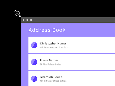 Playing Around With Sample Files address book design illustration program purple ui