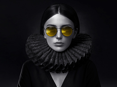 Female portrait with yellow glasses