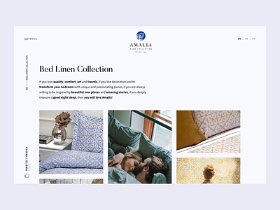 Amalia Home Collection // Gallery Experiment after effects animation bed design furniture gallery image interaction interface luxury typography ui ux design web website