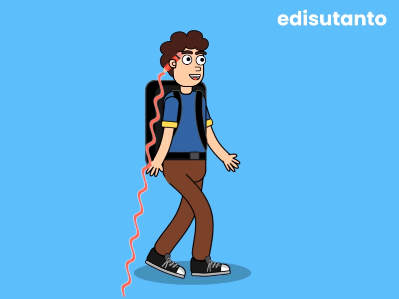 Walking Cartoon Character - Student animated gifs animation cartoon go to school graphic design illustration motion graphics perfect loop