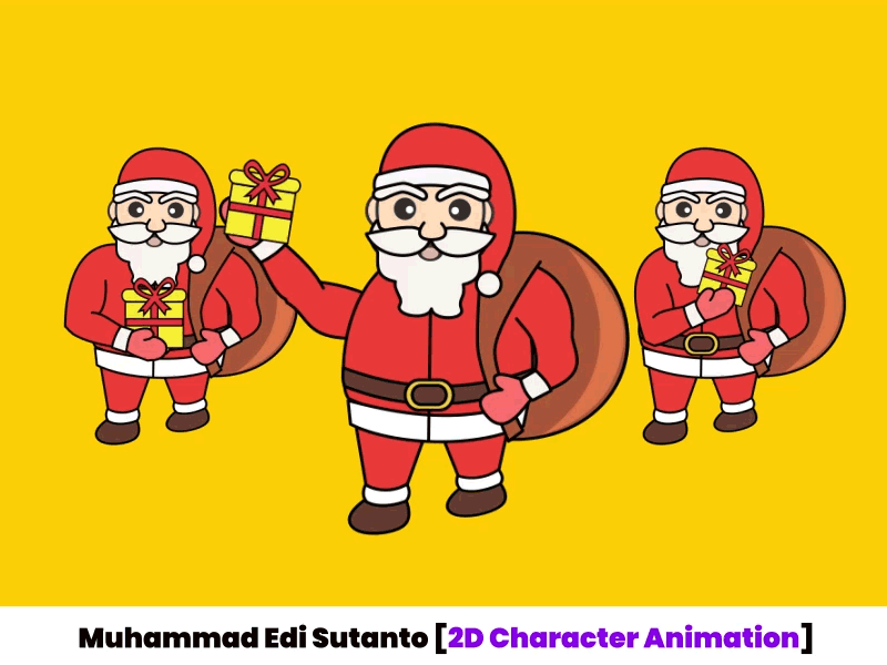 Santa Claus Bring Gift Animation GIF 2d animation animated gifs animation cartoon cartoon character christmas december graphic design illustration lottie animation motion graphics santa claus xmas