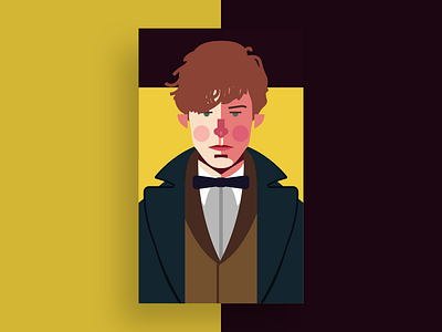 Newt Scamander design fan art fantastic beasts flat flat design geek harry potter hogwarts hufflepuff illustration illustrator lufa lufa movie nerd newt newt scamander scamander vector