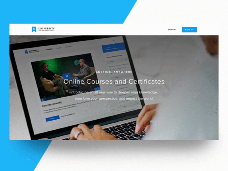 Online Courses Landing Page classroom college dashboard education gif learning online education platform project ui ux web