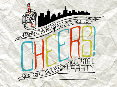 Cheers! banners cocktail cocktail party drinks invitation new york nyc party type typography