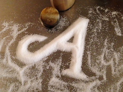 Salty A a accident food letter letter form salt type typography