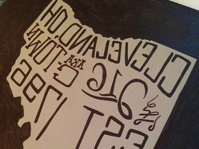 Cleveland Linocut Inking block print cleveland ink linocut ohio print printing typography