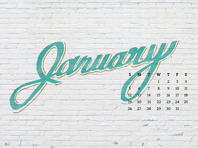 January Desktop Calendar calendar desktop hand drawn type hand lettering january texture type typography