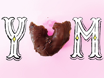 Yum donut food lettering snacks type typography