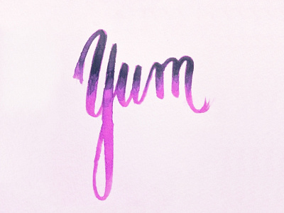 Yum lettering ombre script type typography watercolor