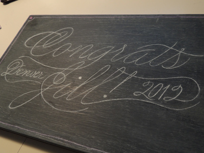 Congratulations Present black and white chalk chalkboard cursive custom fancy hand drawn type type typography
