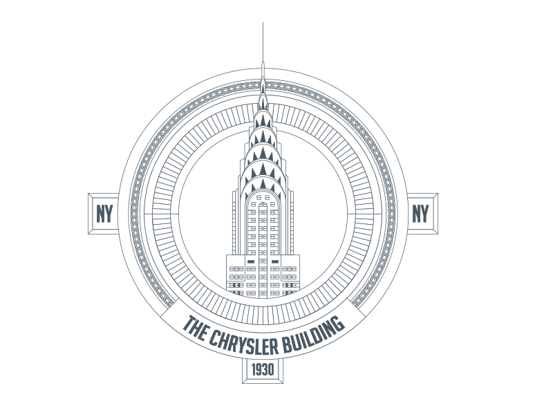 Chrysler Building Badges 1930 art badge badges building chrysler building deco gif illustration new york nyc seal seals