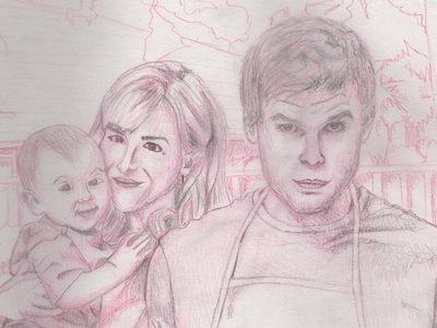 Dexter Preliminary Sketch dexter illustration pencil rough vellum