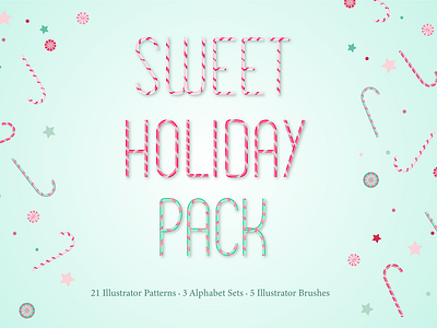 Sweet Holiday Pack alphabet candy cane graphic design holidays illustration illustrator pattern vector