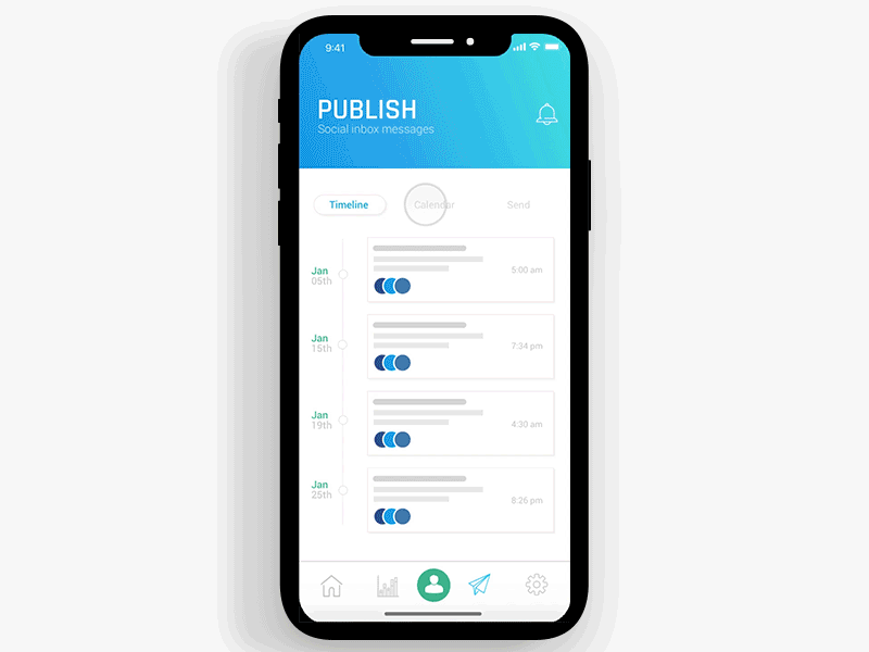Calendar App for social media channels calendar mobile app published published app social inbox social media timeline