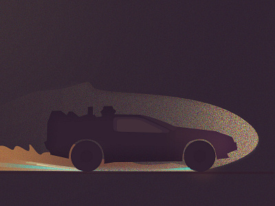 Dark Car car carzycars dark delorean fantasy illustration lighting effects lights sparks