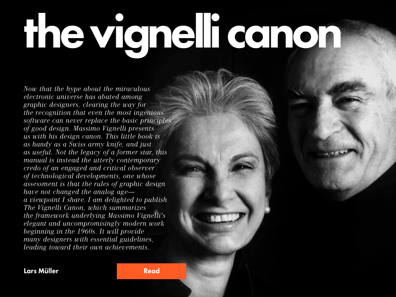 Design Process: The Vignelli Canon bodoni canon futura massimo minimalist process readymag screencast video vignelli
