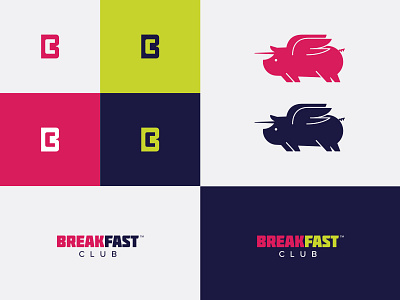 Breakfast Club / Pigasus branding logo monogram pig pigasus type typography