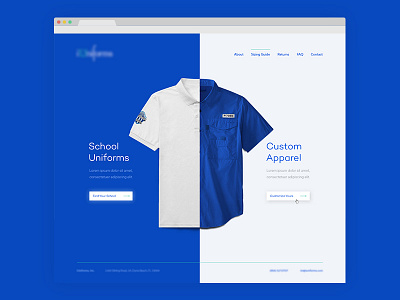 Uniforms Landing Page apparel clothing layout school shirts uniforms web web design website wip