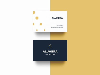 Alumbra a branding business card dots emblem light lighting logo stationary type yellow