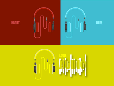 The 3 Headphones 2d audio headphones illustrator vector