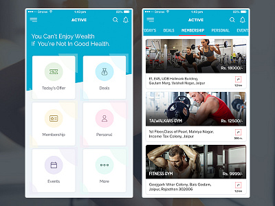 Health Fitness android application fitness google gym health material design minimal modern spa ui ux yoga