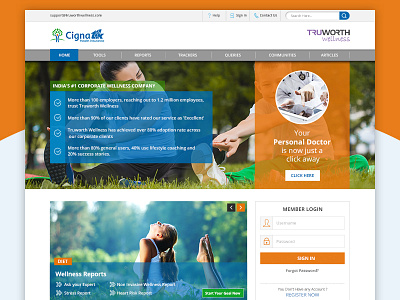 Cigna Health - Landing Page - Web UI application desktop website fitness health insurance landing page minimal modern saving ui ux web app website